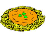 Dibuix Espaguetis amb formatge pintat per anna