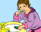 Dibuix Nen rentant-se les dents pintat per mariona