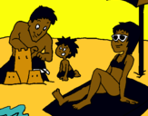 Dibuix Vacances familiars pintat per la familia dels negres