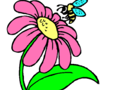 Dibuix Margarida amb abella pintat per sandra  3 anys