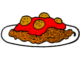 Dibuix Espaguetis amb carn pintat per arnau