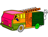 Dibuix Bombers en el camió  pintat per JORDI