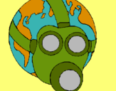 Dibuix Terra amb màscara de gas pintat per Criss