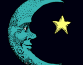 Dibuix Lluna i estrella pintat per emilia