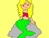 Dibuix Sirena asseguda en una roca  pintat per JULIA.