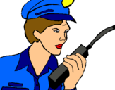 Dibuix Policia amb el walkie pintat per alicia