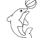 Dibuix Dofí jugant amb una pilota pintat per a