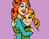 Dibuix Mare i filla abraçades pintat per Laia