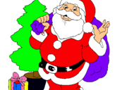 Dibuix Santa Claus i un arbre de nadal  pintat per ares