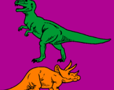 Dibuix Triceratops i tiranosaurios rex  pintat per helena