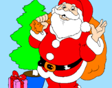 Dibuix Santa Claus i un arbre de nadal  pintat per papa noel !