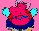 Dibuix Hipopótama amb llaç pintat per valentina wapa