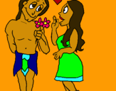 Dibuix Joves maies enamorats pintat per arigato