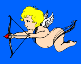Dibuix Cupido volant pintat per clara