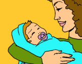 Dibuix Mare amb la seva nadó II pintat per Aida