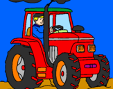 Dibuix Tractor en funcionament  pintat per eric