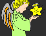 Dibuix Àngel i estrella pintat per thais