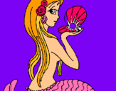 Dibuix Sirena i perla pintat per marcmoya
