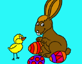 Dibuix Pollet, conillet i ous pintat per sonia