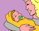 Dibuix Mare amb la seva nadó II pintat per nor