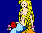 Dibuix Sirena amb cargol pintat per aline