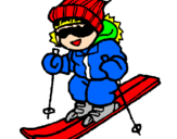 Dibuix Nen esquiant  pintat per jordi  nevot
