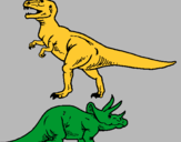 Dibuix Triceratops i tiranosaurios rex  pintat per MARGA