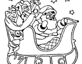 Dibuix Pare Noel en el seu trineu  pintat per Abel