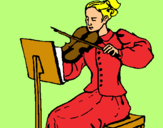 Dibuix Dama violinista pintat per MARGA