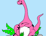Dibuix Diplodocus assegut  pintat per arnau