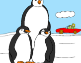 Dibuix Família pingüí  pintat per pingüí