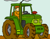 Dibuix Tractor en funcionament  pintat per AINONA