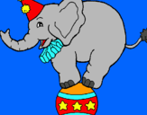 Dibuix Elefant sobre una pilota pintat per Gery