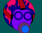 Dibuix Terra amb màscara de gas pintat per Martina   Alvarez