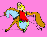Dibuix Princesa en unicorn  pintat per guillem oriol roig