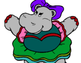 Dibuix Hipopótama amb llaç pintat per pepito