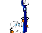 Dibuix Queixal i raspall de dents pintat per Yeray
