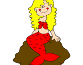 Dibuix Sirena asseguda en una roca  pintat per MAR