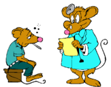 Dibuix Doctor i pacient ratolí pintat per tamna