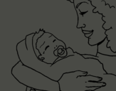 Dibuix Mare amb la seva nadó II pintat per facu