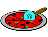Dibuix Pizza pintat per bera bas