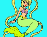 Dibuix Sirena amb perles pintat per mar raventos auñon