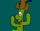 Dibuix Cactus amb barret  pintat per oriol