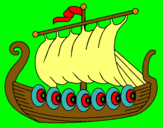 Dibuix Vaixell víking  pintat per ROMÀ