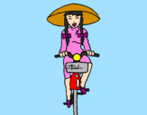 Dibuix Xina amb bicicleta pintat per hannah