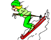 Dibuix Esquiadora pintat per  aran sala Vila