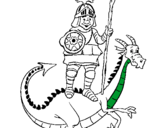 Dibuix Sant Jordi i el drac pintat per quer