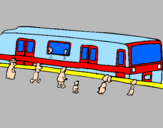 Dibuix Passatgers esperant al tren  pintat per joana