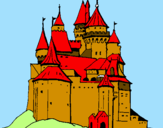 Dibuix Castell medieval pintat per pile