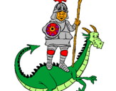 Dibuix Sant Jordi i el drac pintat per guerau